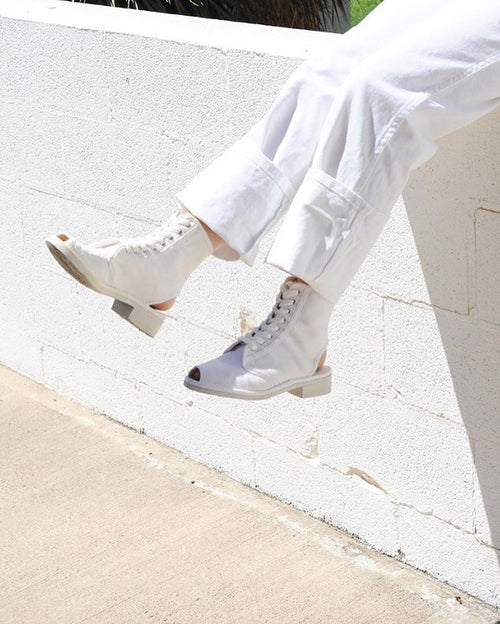 Garbo White Cotton Boot