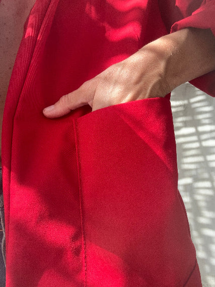Red jacket with oversized pockets 